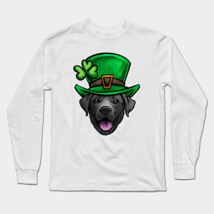 St Patricks Day Black Labrador Retriever Long Sleeve T-Shirt